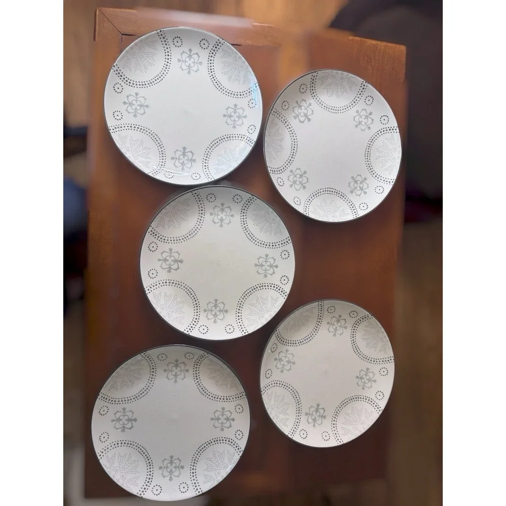 FIVE (5) Phara Grey by Baum Brothers Dinner Plates, 10 1/4